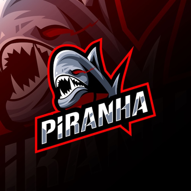 Vector piranha mascot logo esport template