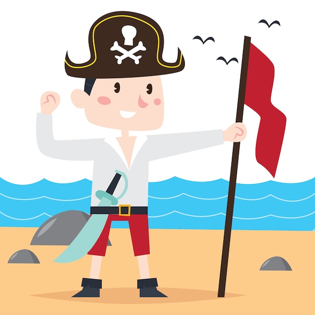 Pirate captain cartoon kid illustration series