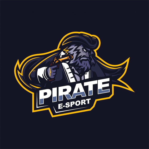 Pirate captain e-sport gaming mascot logo template