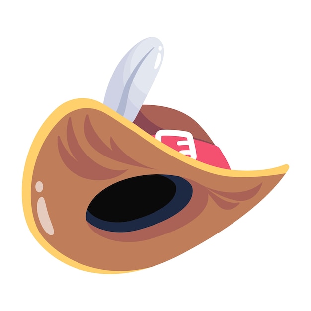 Pirate hat with a feather, 2d icon