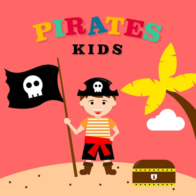  Pirate kid cartoon poster