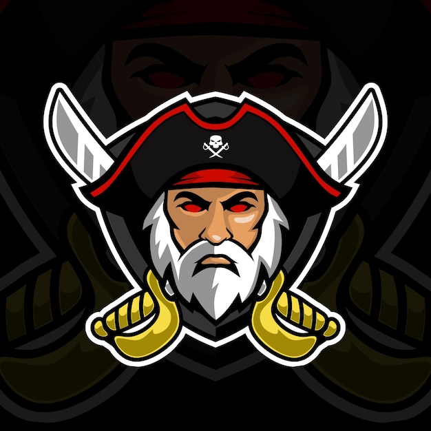 Pirate mascot gaming logo design