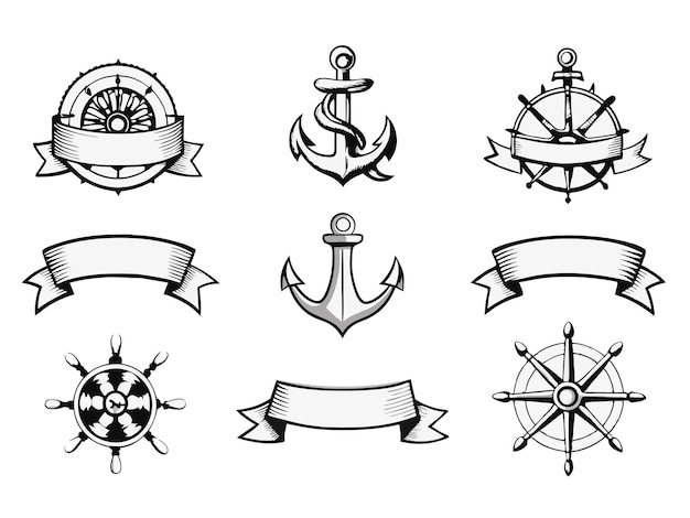 Pirate or Nautical themed Ribbon Banners Vector Eps