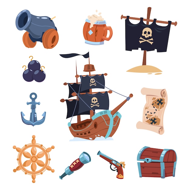  pirate paraphernalia  on white background