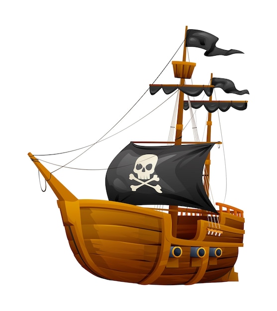 Pirate ship cartoon illustration isolated on white background