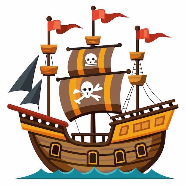 Pirate Ship Vector Illustration HighQuality Printable Design for Nautical Themes