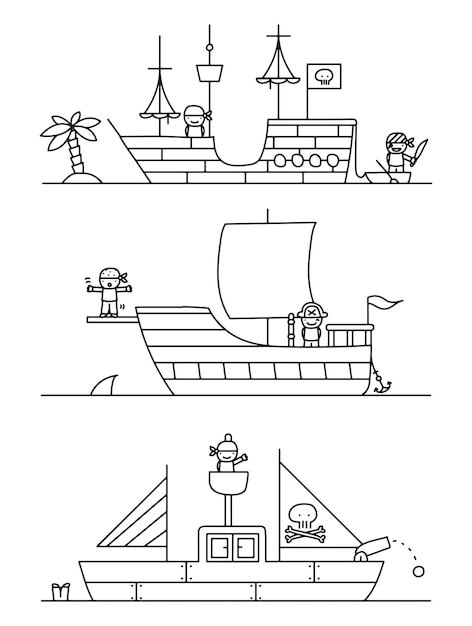 Pirate ships vector illustration