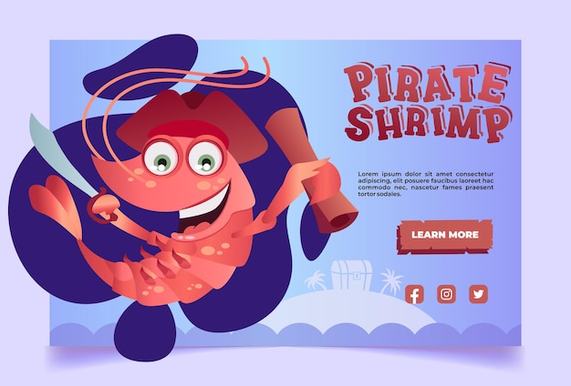 pirate shrimp character illustration