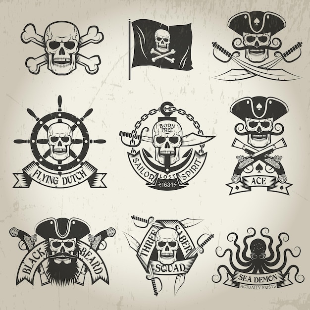 Pirate signs set Jolly Roger