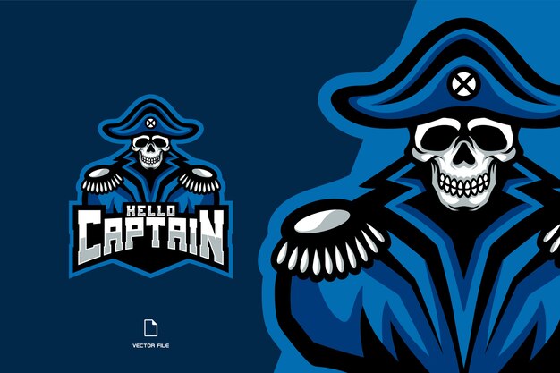 pirate skull captain mascot esport logo