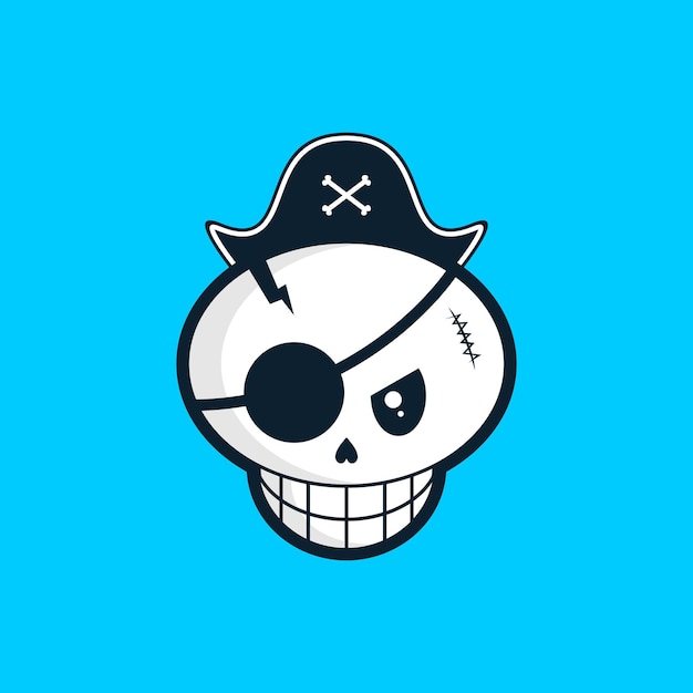 Pirate skull cartoon logo design vector illustration