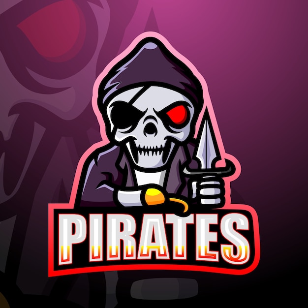 Pirate skull esport mascot illustration