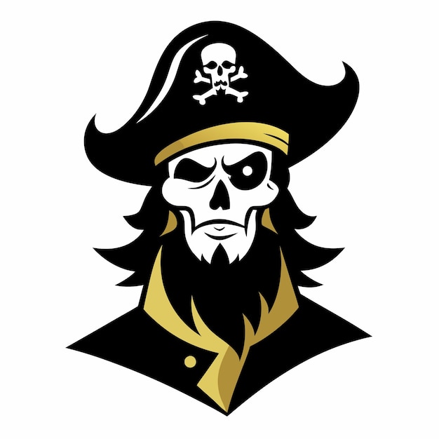 A pirate with a skull on his head and a skull on his hat