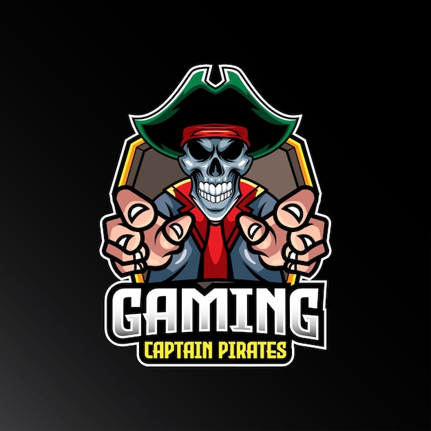 Pirates mascot logo with vector illustration in esport logo style