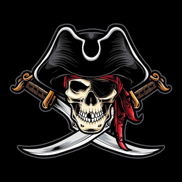 Pirates skull with sword 