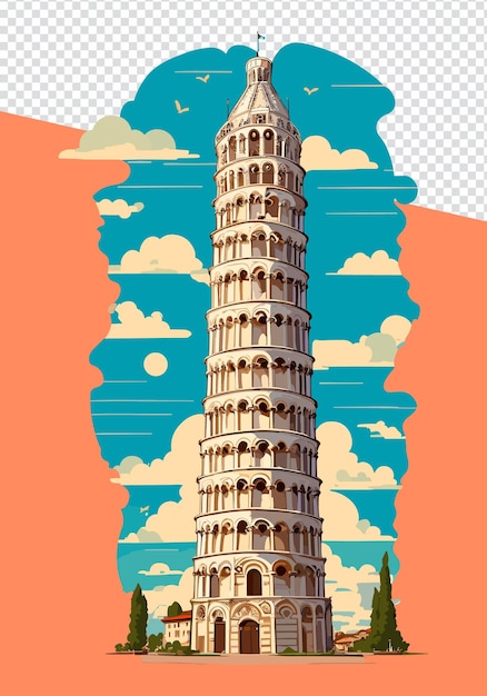 Pisa's Leaning Beauty Detailed Vector Illustration for Stickers Logos amp Tshirt Templates