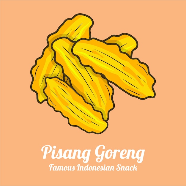 Pisang goreng illustration - popular asian snack street food especially in indonesia