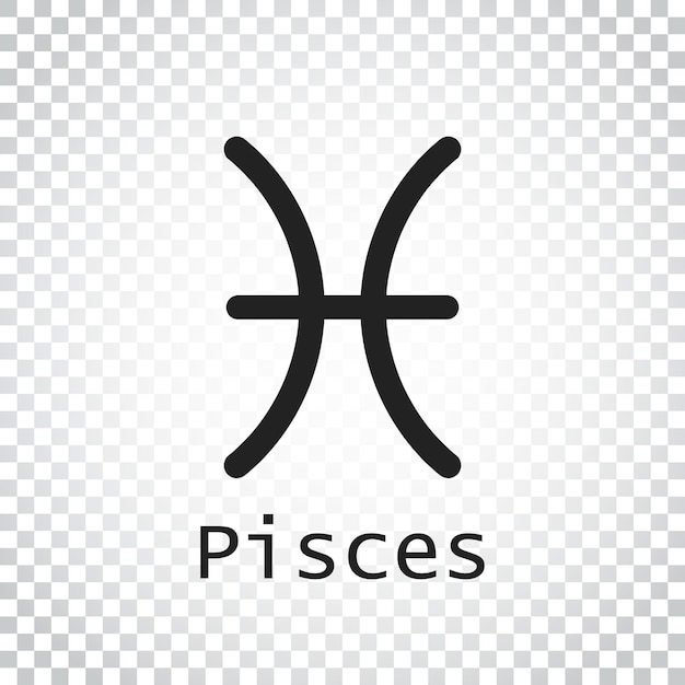 Vector pisces zodiac sign flat astrology vector illustration on isolated background simple pictogram