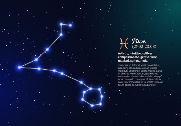 pisces zodiacal constellation with bright stars