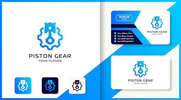 Piston gear logo design and business card