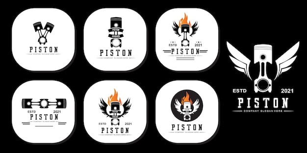 Piston logo vector vehicle workshop illustration design car or motorcycle