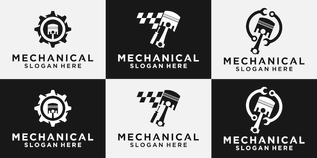 Piston logo vehicle and industrial engine repair logo vector design template