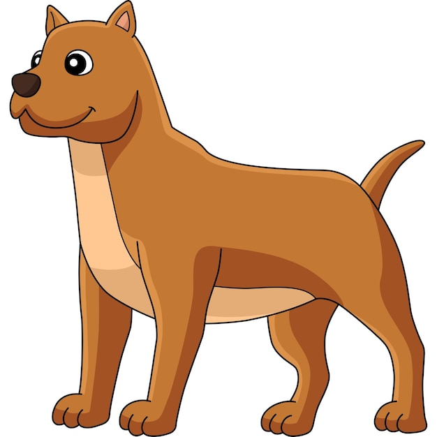 Pitbull Dog Coloring Cartoon Clipart Illustration