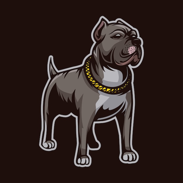 Pitbull Dog Mascot Cartoon Illustration