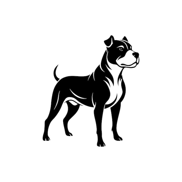 Pitbull dog vector art silhouette logo icon illustration design black and white