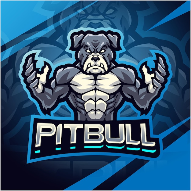 Pitbull fighter mascot logo design