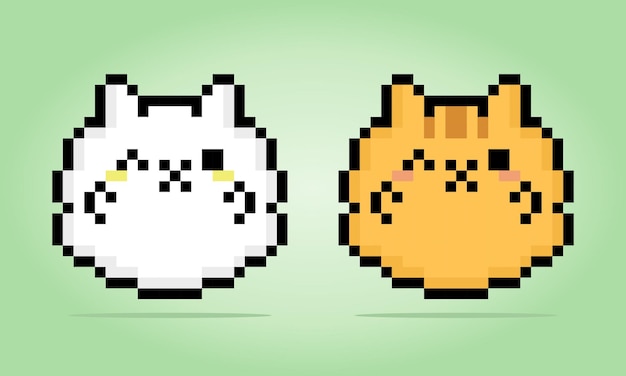 Pixel 8 bit of fat cat Animals for game assets in vector illustration