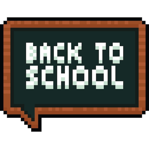 Pixel art back to school black board speech balloon design 2