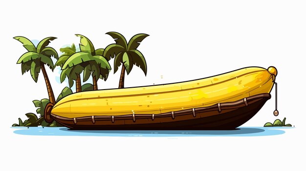 Vector pixel art banana boat isolated cartoon cart