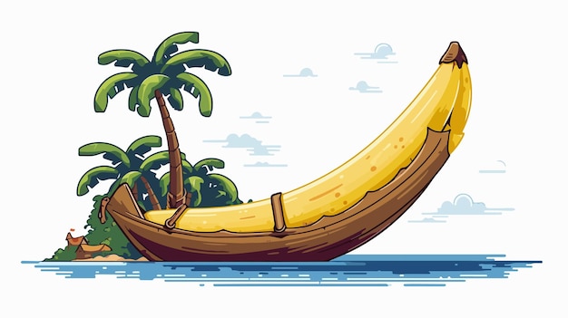 Vector pixel art banana boat isolated cartoon cart