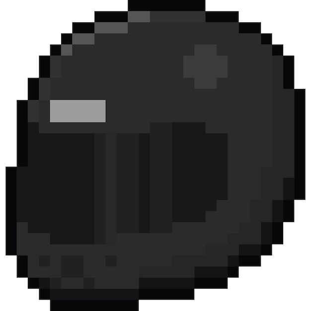 Pixel art black full face helmet icon