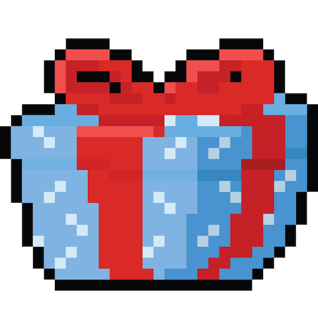 Pixel art blue gift box icon