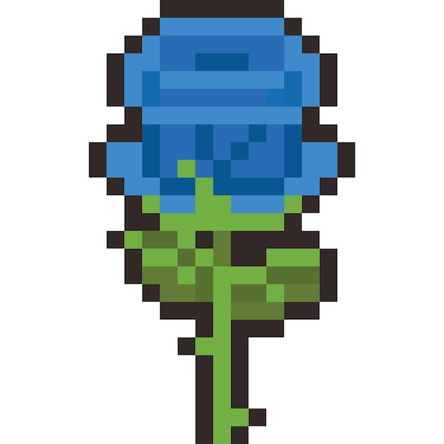 Pixel art blue rose icon