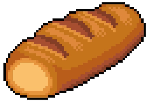 Pixel art bread bit game item white background