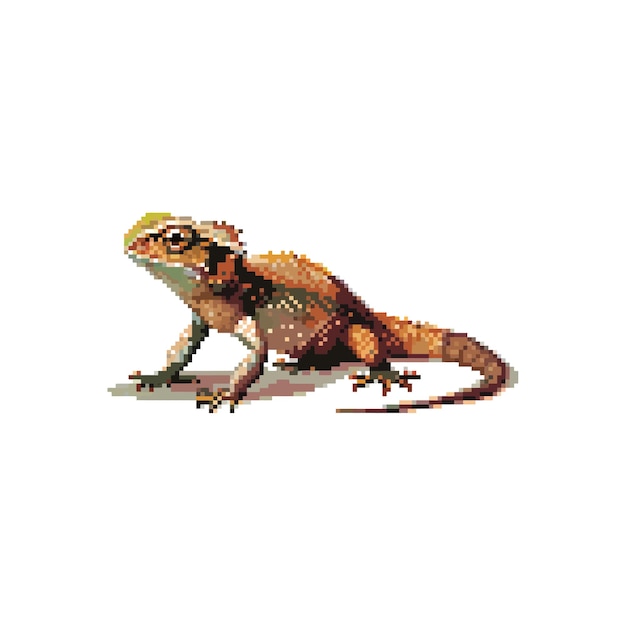 Vector pixel art brown lizard on white background vector illustration design