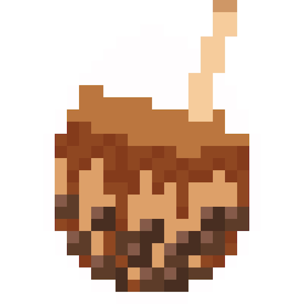 Pixel art bubble tea inside the egg cup icon