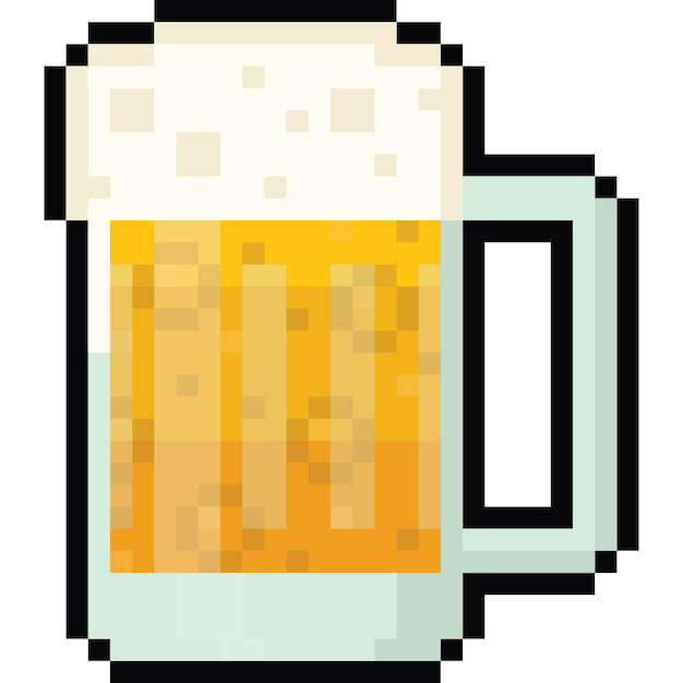 Pixel art cartoon beer mug icon