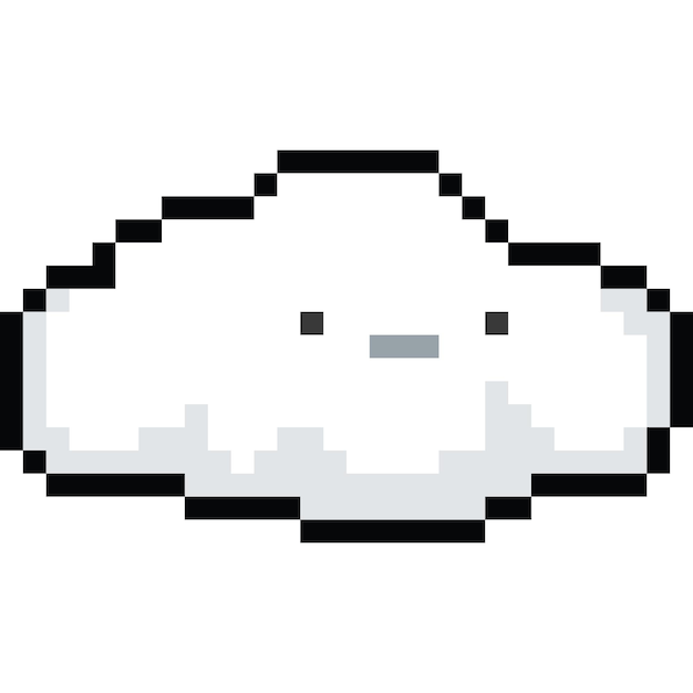 Pixel art cartoon doodle cloud