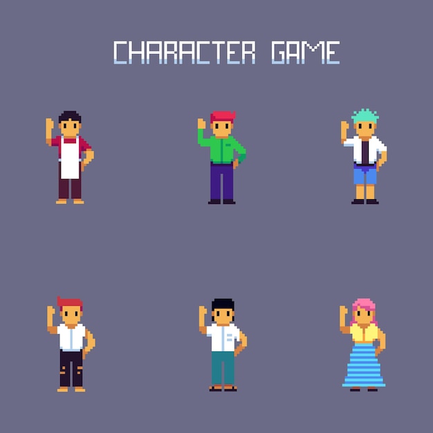 Vector pixel art character set