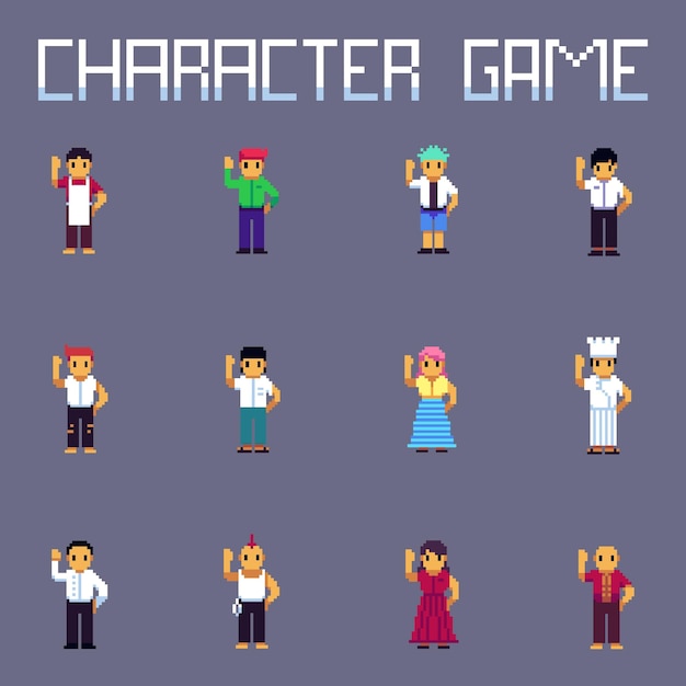 Vector pixel art character set