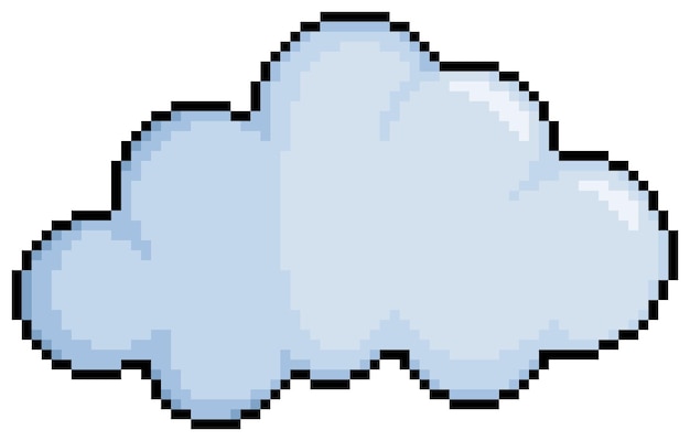 Pixel art cloud vector icon for 8bit game on white background