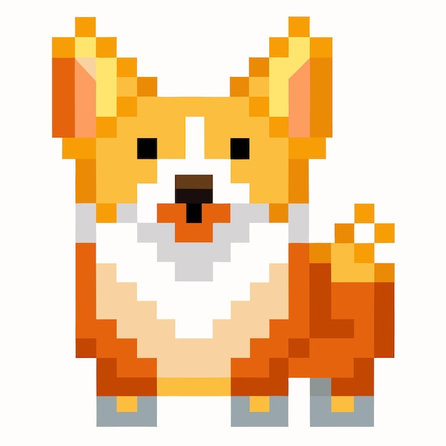 Pixel Art Corgi Dog Illustration Cute and Adorable Pixelated Canine Art for Games and Graphics