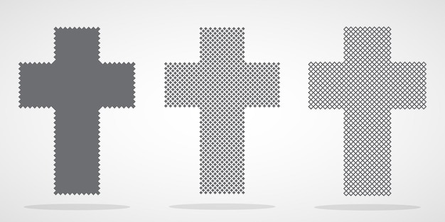 Pixel art design of Christian Cross Vector illustration