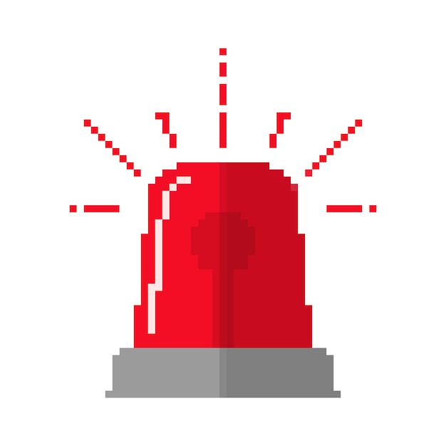 Pixel art design of the Flasher or Siren. Vector illustration. Red Flasher or Siren icon in pixel style isolated