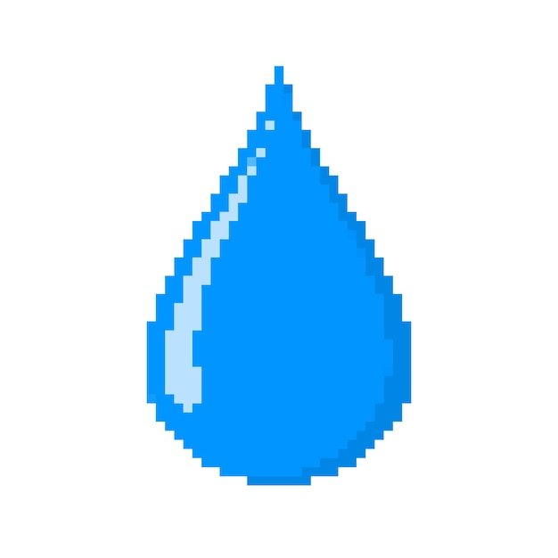 Pixel art design of a Water Drop. Vector illustration. Red Water Drop in pixel style isolated