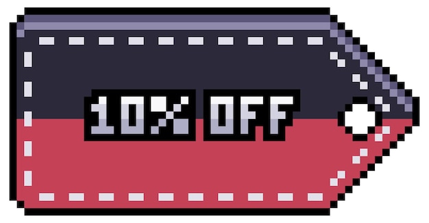 Pixel art discount and sale tag 10 OFF black friday 8bit game item on white background